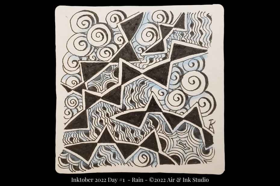 Zentangle Inktober Tangles Day 1 – RAIN