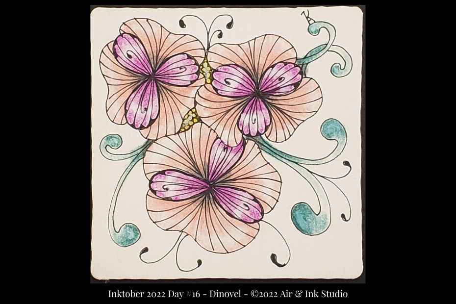 Zentangle Inktober Tangles Day 16 – DINOVEL