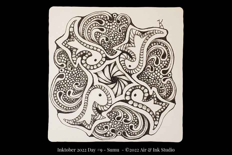 Zentangle Inktober Tangles Day 9 – SUMU