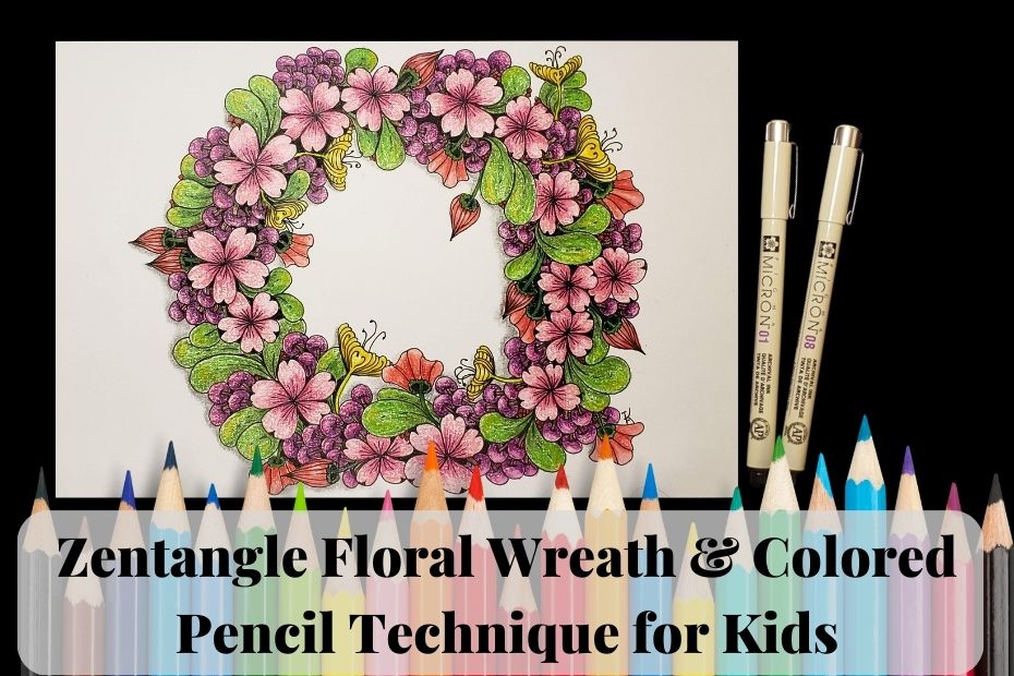 Zentangle Floral Wreath Art Class for Kids